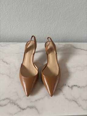 Talbots Cognac Leather Pointed Slingback Heels